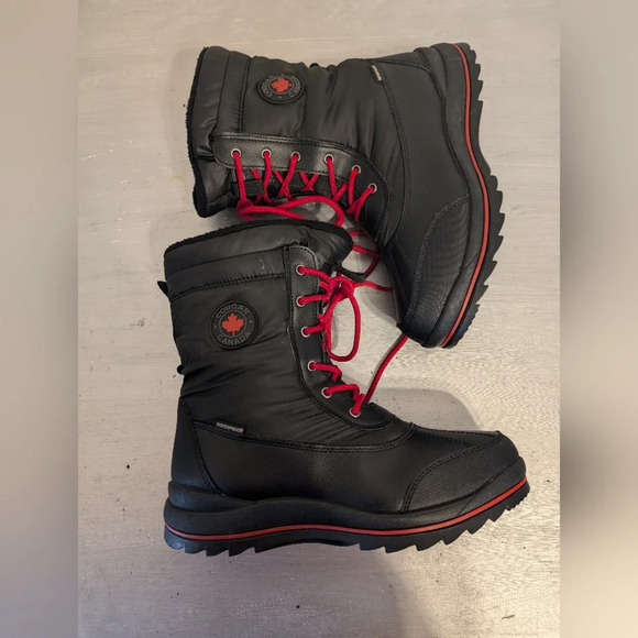 Cougar Canada Black Mid Calf Lined Winter Boots Waterproof  Lace up Women's 9 M. - Picture 7 of 12